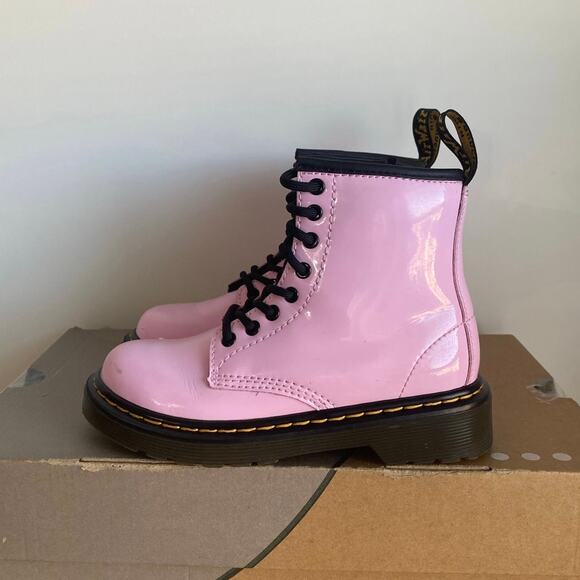 Dr. Martens 1460 Pink Leather Lace Up Zip Ankle Boots Girls  -Size 12 C - Picture 4 of 13